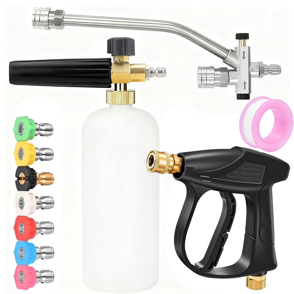 2-in1 High Pressure Washer Gun Car Wash Soap Lance Cannon Spray Bottle Snow Foam
