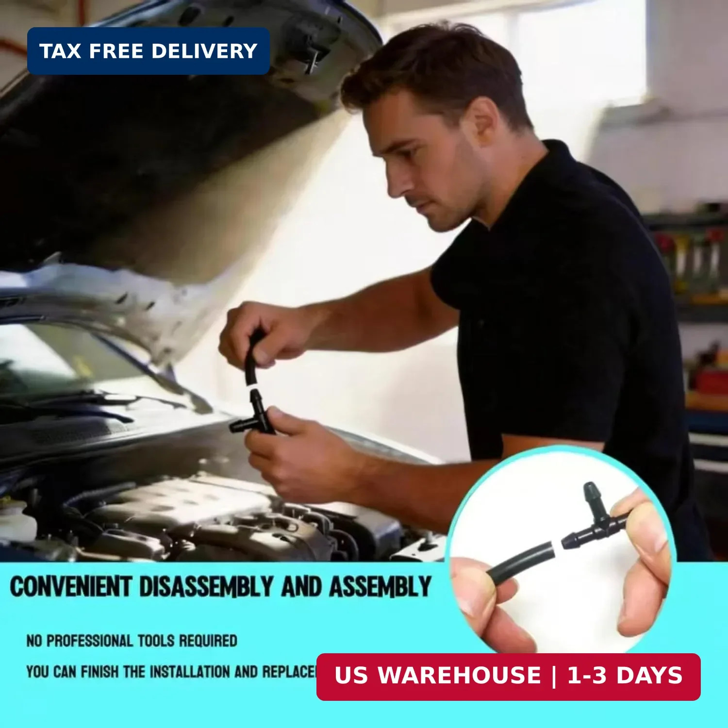 Windshield Washer Hose Kit,4M Rubber Hose with 36 Pcs Leak-Proof Connectors,Fits