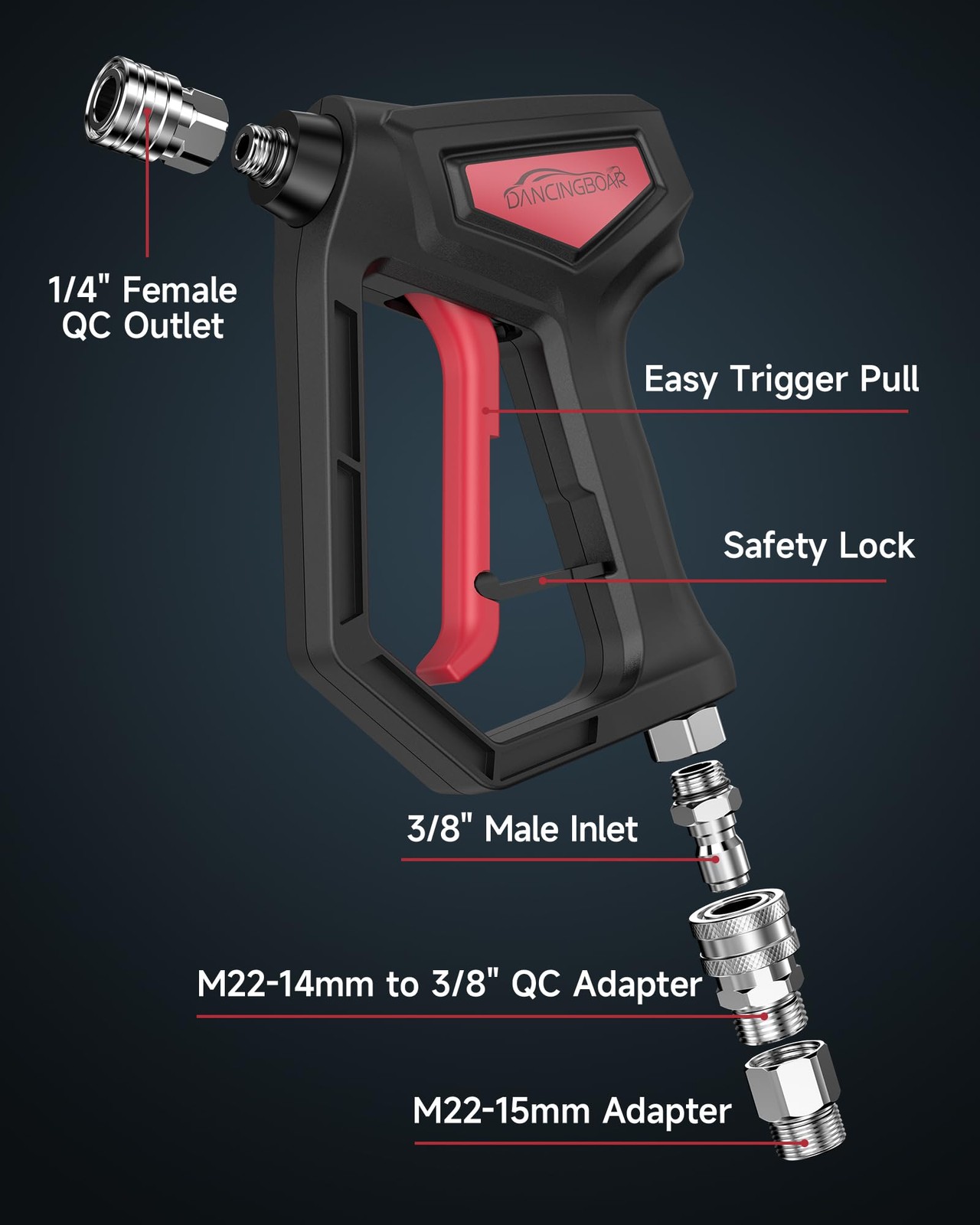 Stubby Pressure Washer Gun with Swivel, Power Washer Gun with 3/8 Plug and 1/…