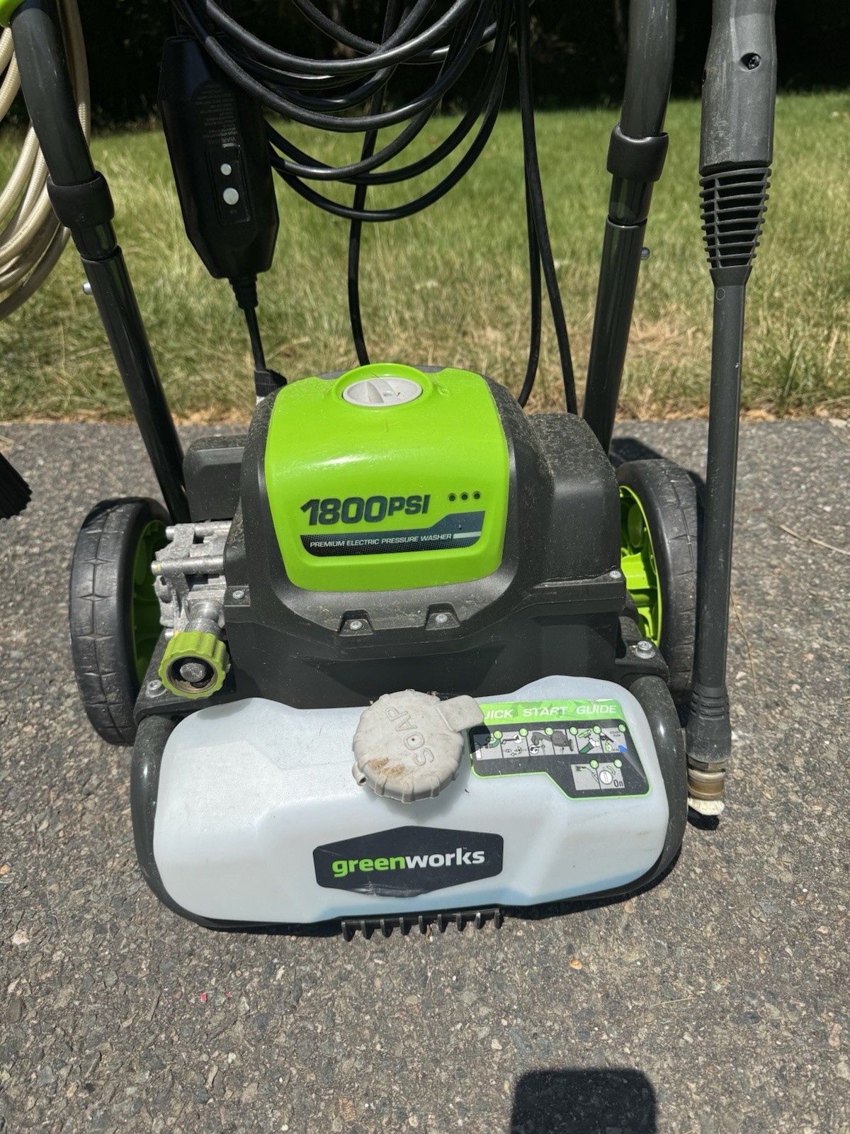 Greenworks 1800 PSI Corded Electric Cold Water Pressure Washer Wheeled Soap Tank