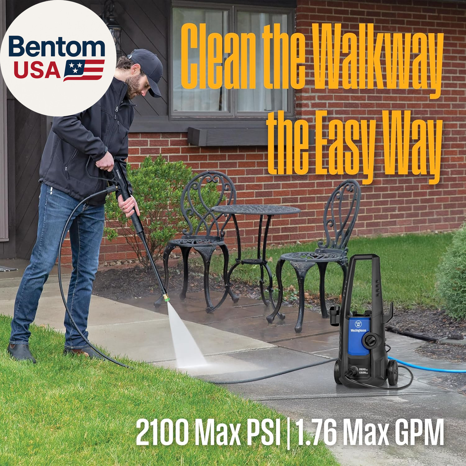 Epx3050 Electric Pressure Washer, 2100 Max PSI 1.76 Max GPM with Foam Cannon and