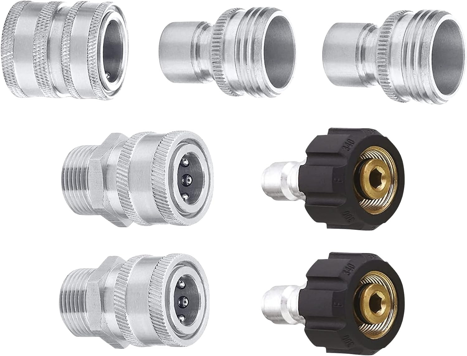 MTM Hydro Stainless Steel Pressure Washer 7-pc Hose Adapter Kit for Foam Cannons