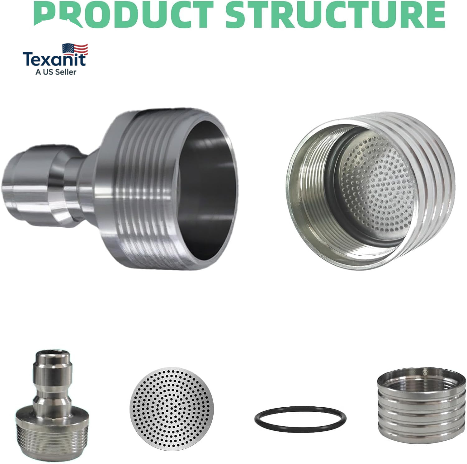 Stainless Steel Pressure Washer Nozzle Tips, 0.3Mm/0.4Mm/0.5Mm Hole, 1/4″ Quick
