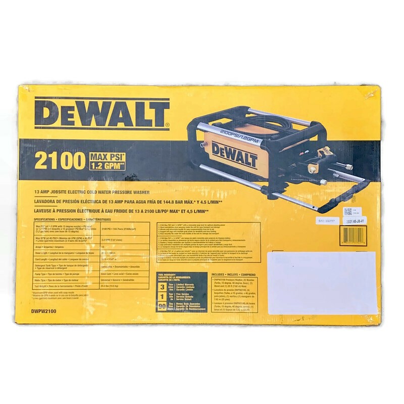 DEWALT DWPW2100 Corded 2,100-psi 1.2-gpm 13-Amp Jobsite Pressure Washer