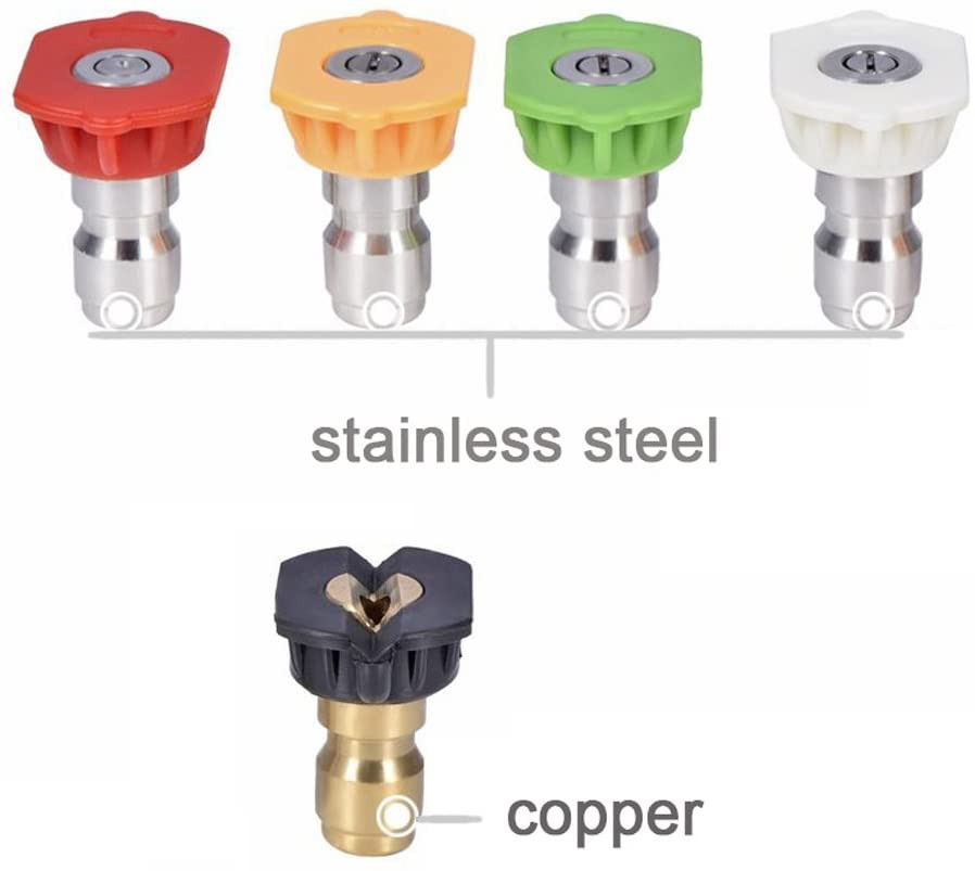Pressure Washer Nozzle Tips 1/4 Inch 2.5 GPM Multiple Degrees
