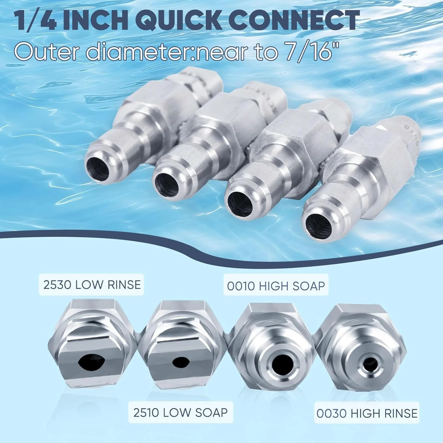 Pressure Washer Nozzle 4 GPM, Jrod Washing Nozzle 4 Way Tip Holder for Soft Wash