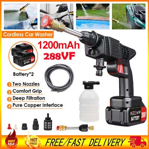 Portable Electric High Pressure Water Spray Gun Cordless Car Washer Cleaner Tool