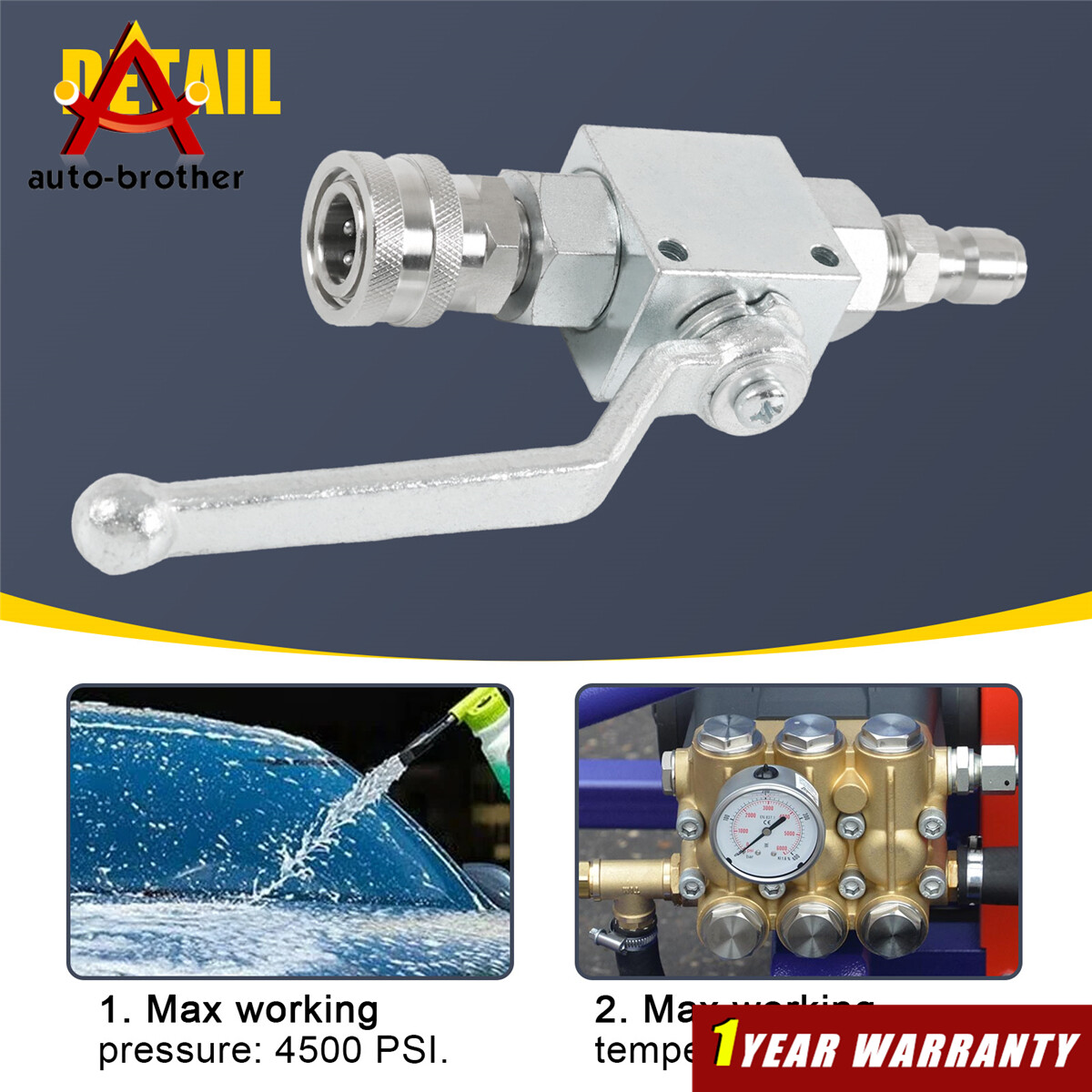 3/8″ Ball Valve fitting Female Out for Pressure Washers Max 4500 PSI 3/8″