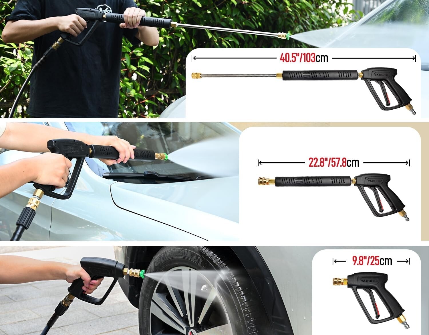 Pressure Washer Gun and Hose Kit, 50 FT Kink Resistant Power Washer Hose and …