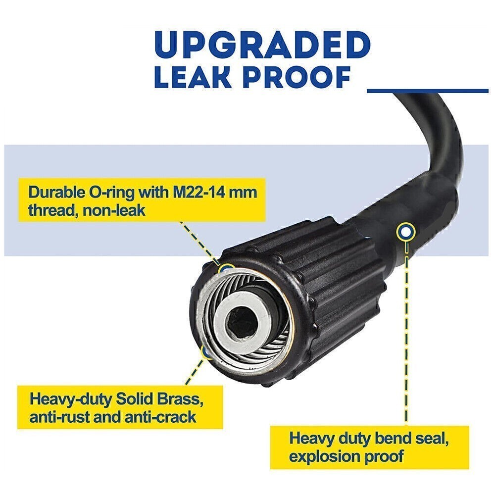 High Pressure Washer Hose 6m/20ft 5800PSI M22-14mm Power Washer Extension Tube `