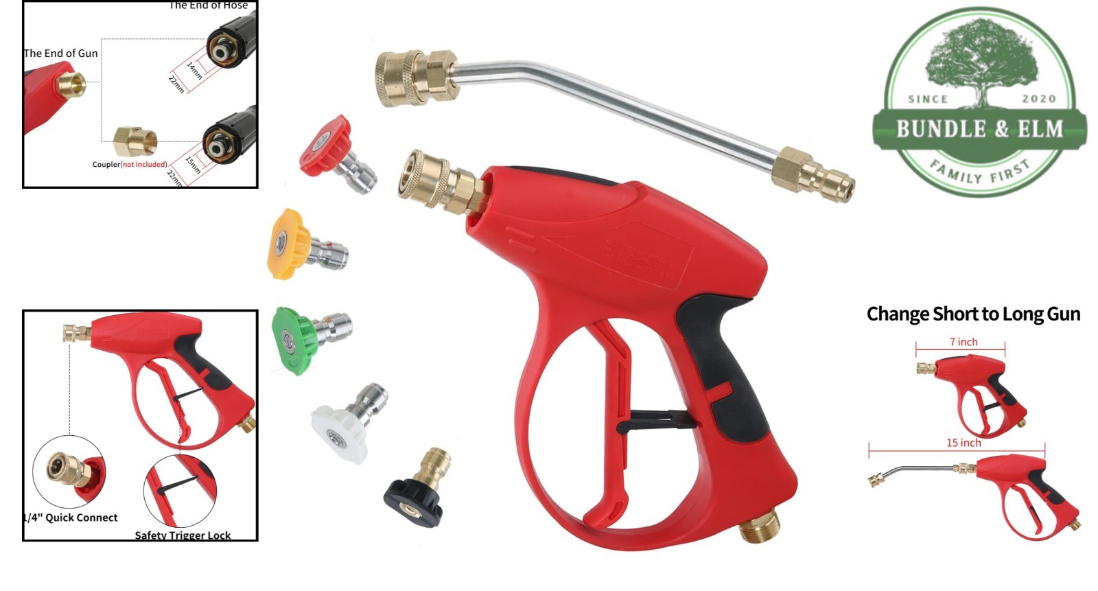 3000 PSI High Pressure Washer Gun with Extension Wand and Safety Locking Feature