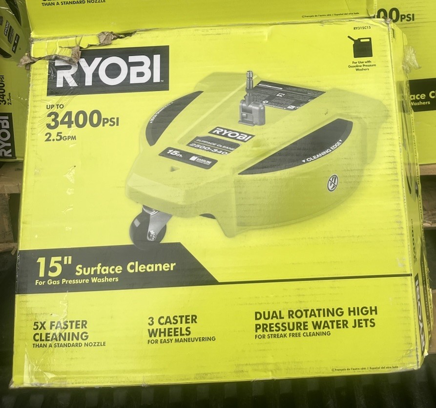 RYOBI 15 in. 3400 PSI Gas Pressure Washer Surface Cleaner w/Caster Wheels