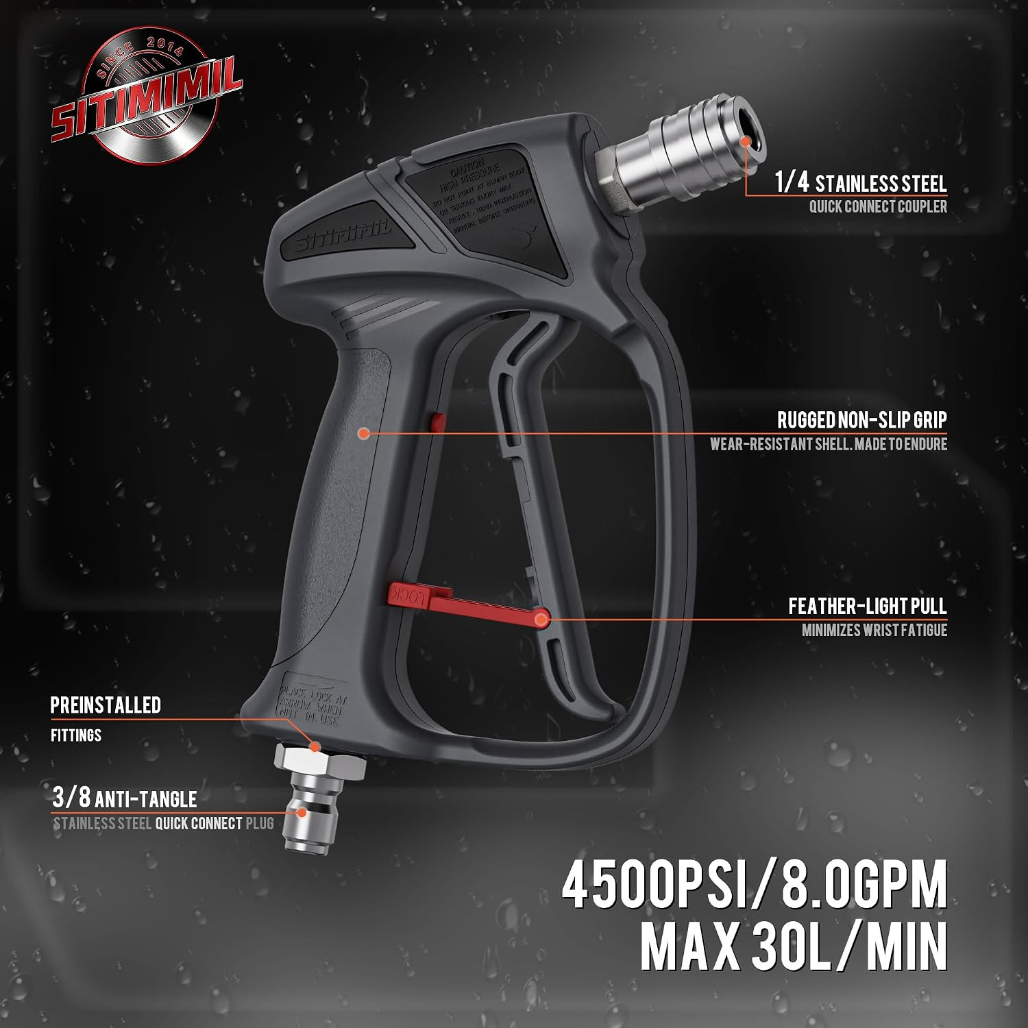 SITIMIMIL® Short Pressure Washer Gun Swivel Pro, Tangle-Free, Power Washer Gun w