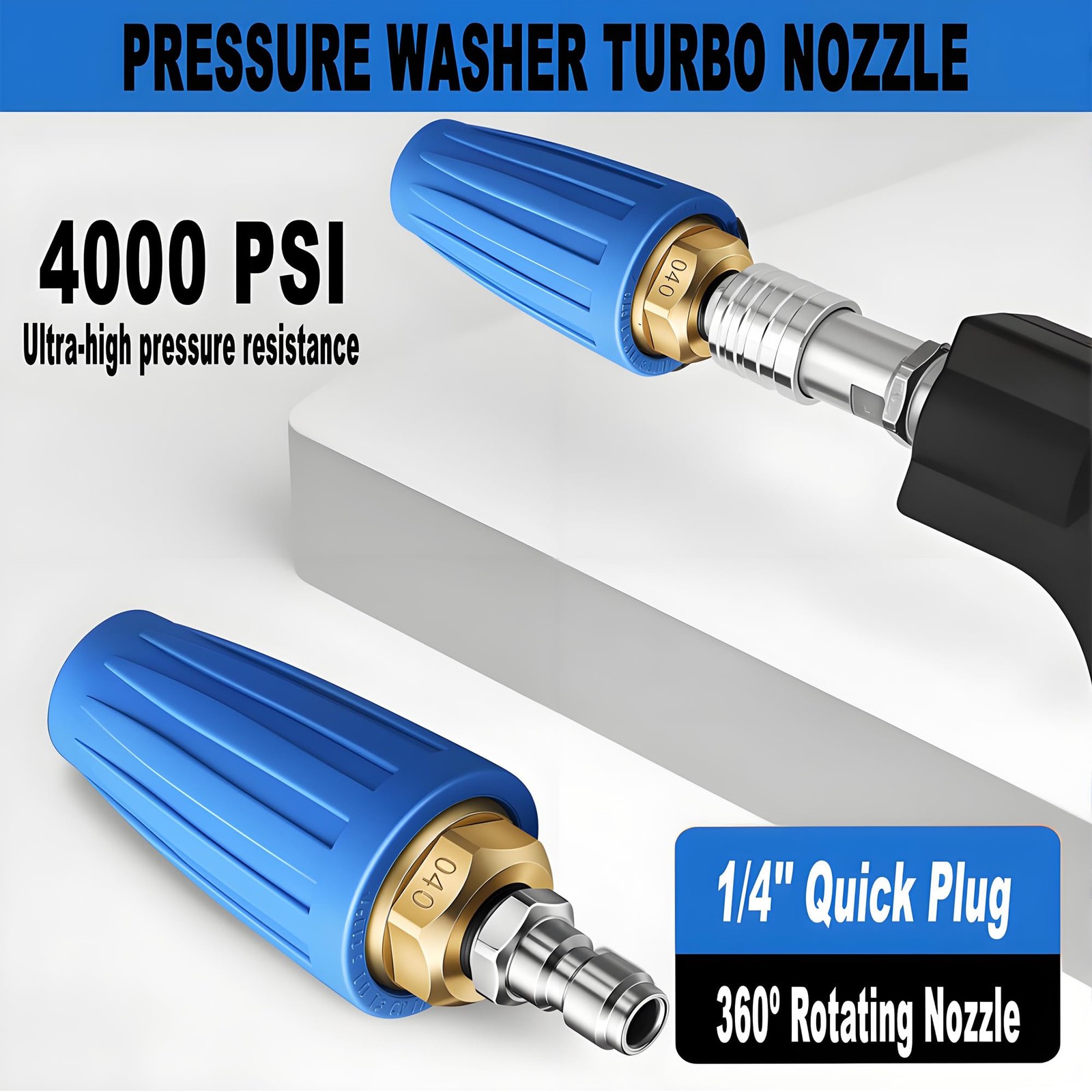 Turbo Nozzle for Pressure Washer, 4000 PSI Rotating Turbo Nozzle 1/4″ Quick C…