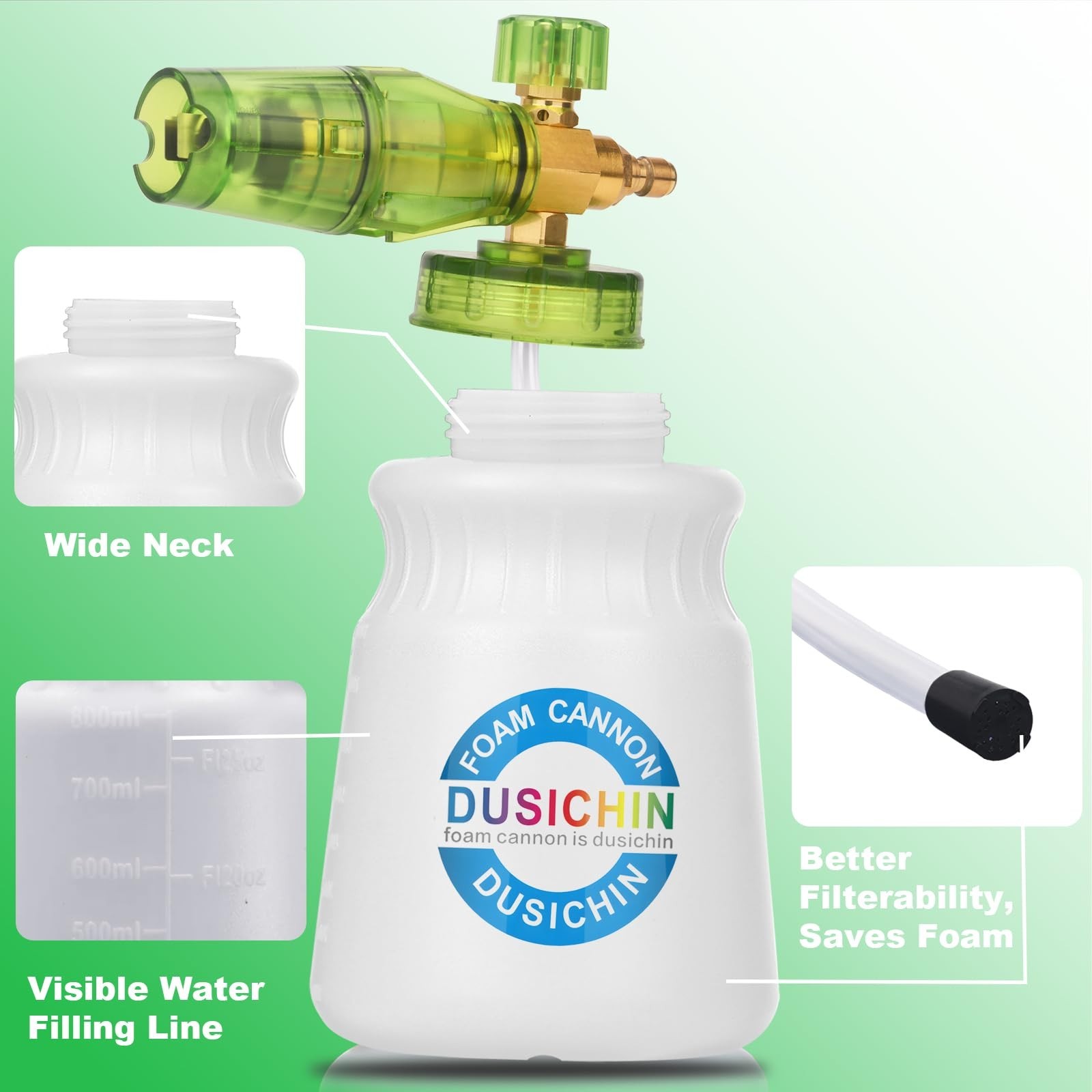 High-Pressure Foam Cannon for Pressure Washers, 4000 PSI, Dual Tip, Soap Lance,