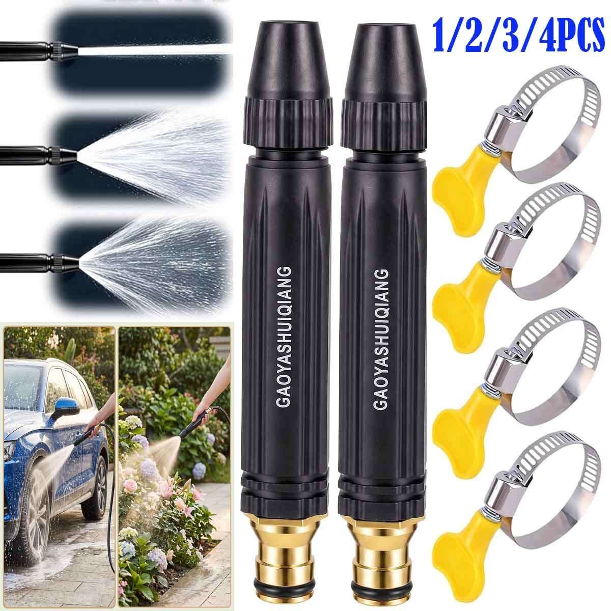 1-4Pcs Heavy Duty Adjustable Twist Nozzle Home High Pressure Car Wash Water Gun