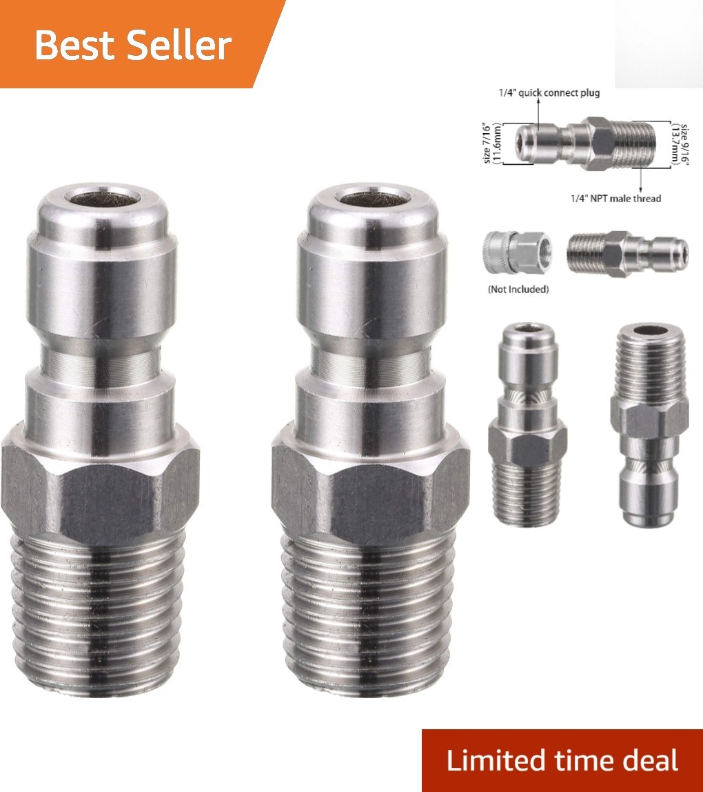 Heavy-Duty 5000 PSI Pressure Washer Coupler Set – 1/4″ Male NPT Fitting, 2 Count