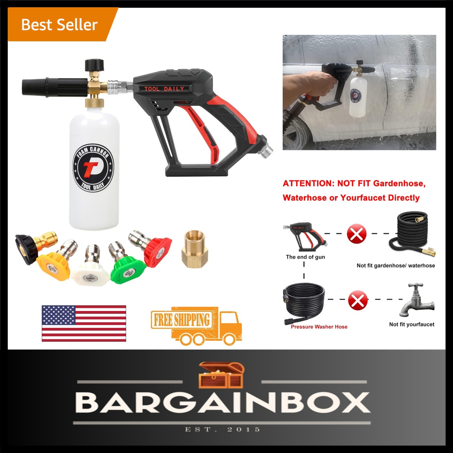 Versatile 4000 PSI Pressure Washer Gun & Foam Lance – 1 Liter Capacity Included