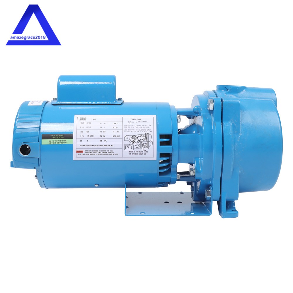 GT15 Self-Priming Centrifugal Pump 1-1/2HP Cast Iron Water Pump 115/230Volt