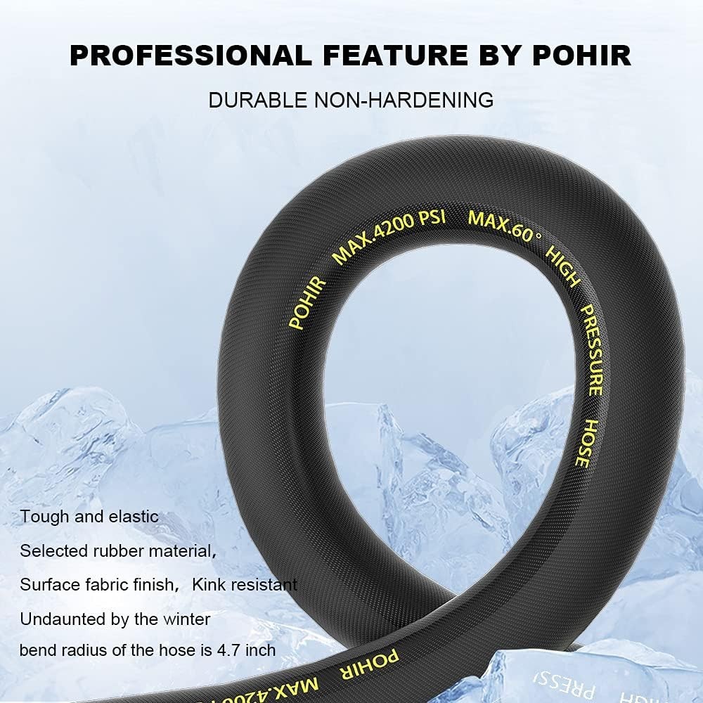 High Pressure Washer Hose 25FT x 1/4 inch – 16000 PSI Burst with Quick Connect