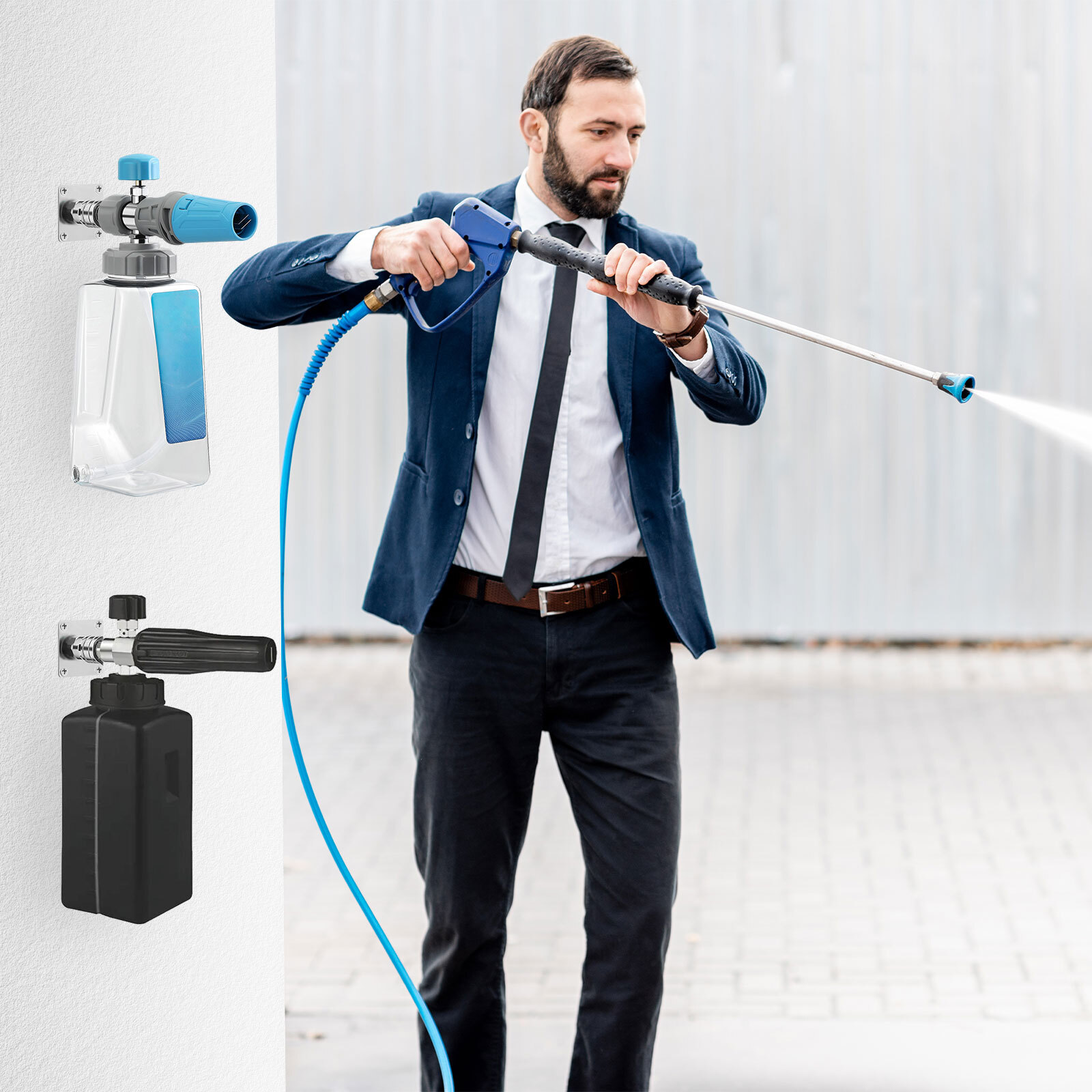 Pressure Washer Foam Cannon Holder with 1/4 Quick Connector for Garage Wall Rack