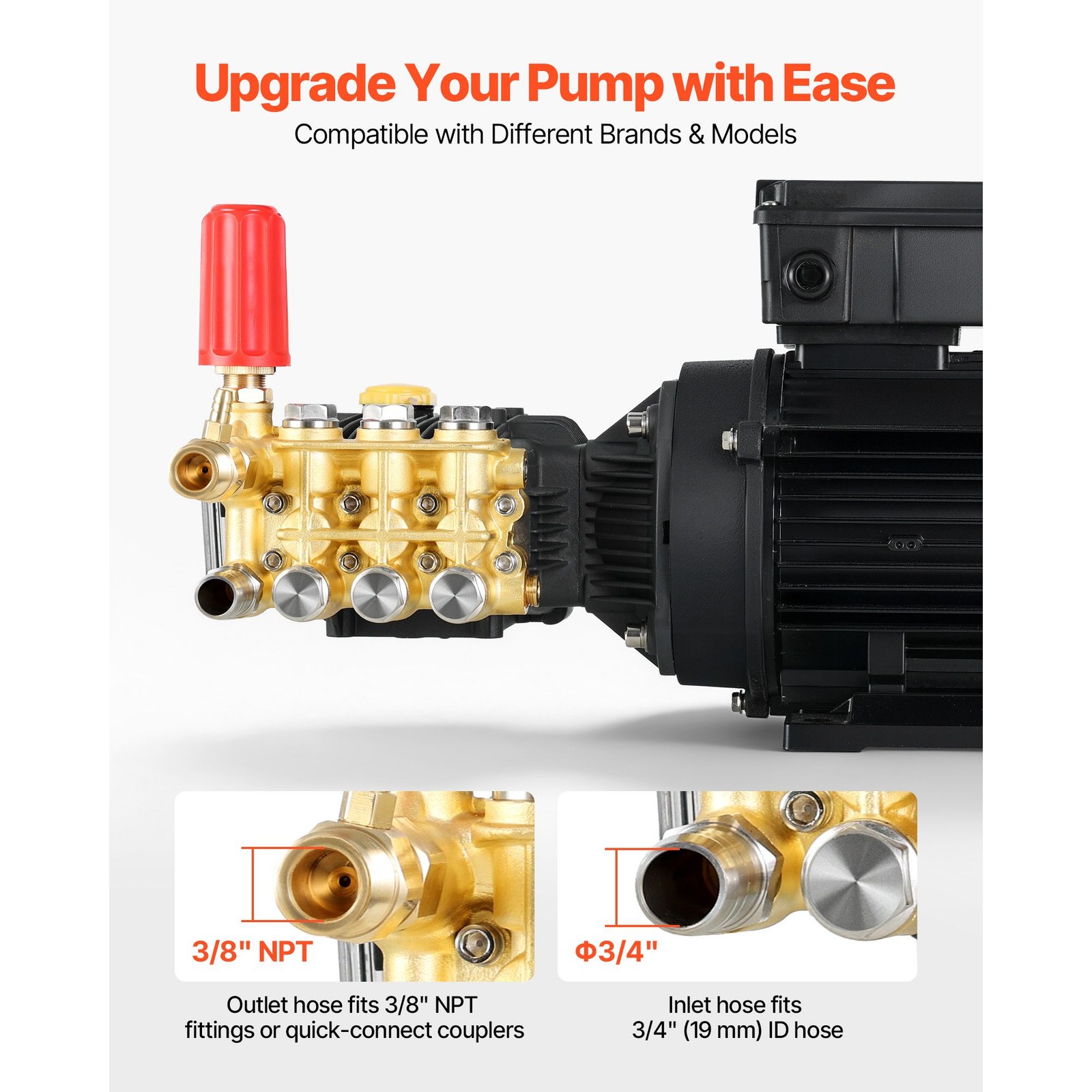 Electric Triplex Pump: 1220 PSI, 2.2 GPM, 2 HP, 120V, for Cars & Decks