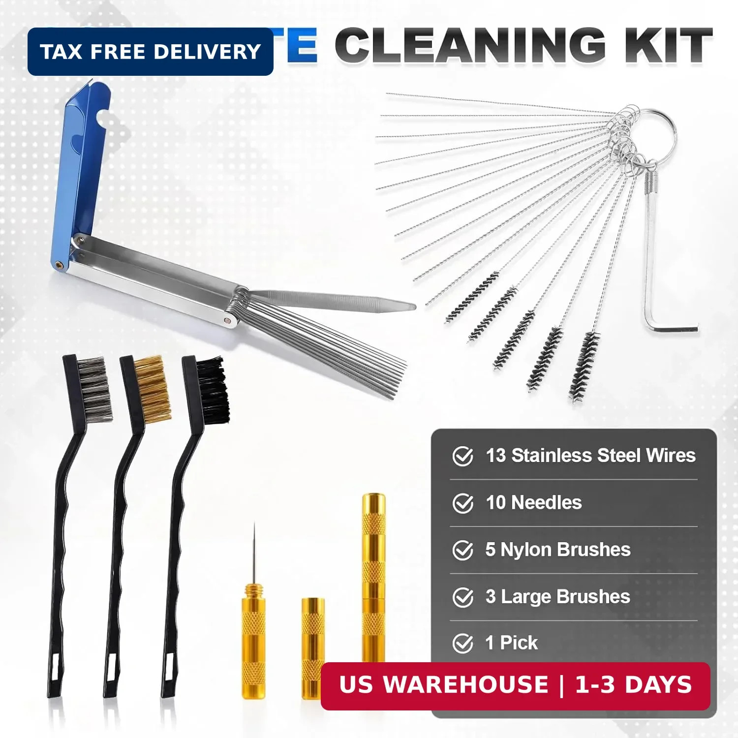 Premium Carburetor Cleaning Kit, Stainless Steel Torch Tip Cleaner with 13 Wires