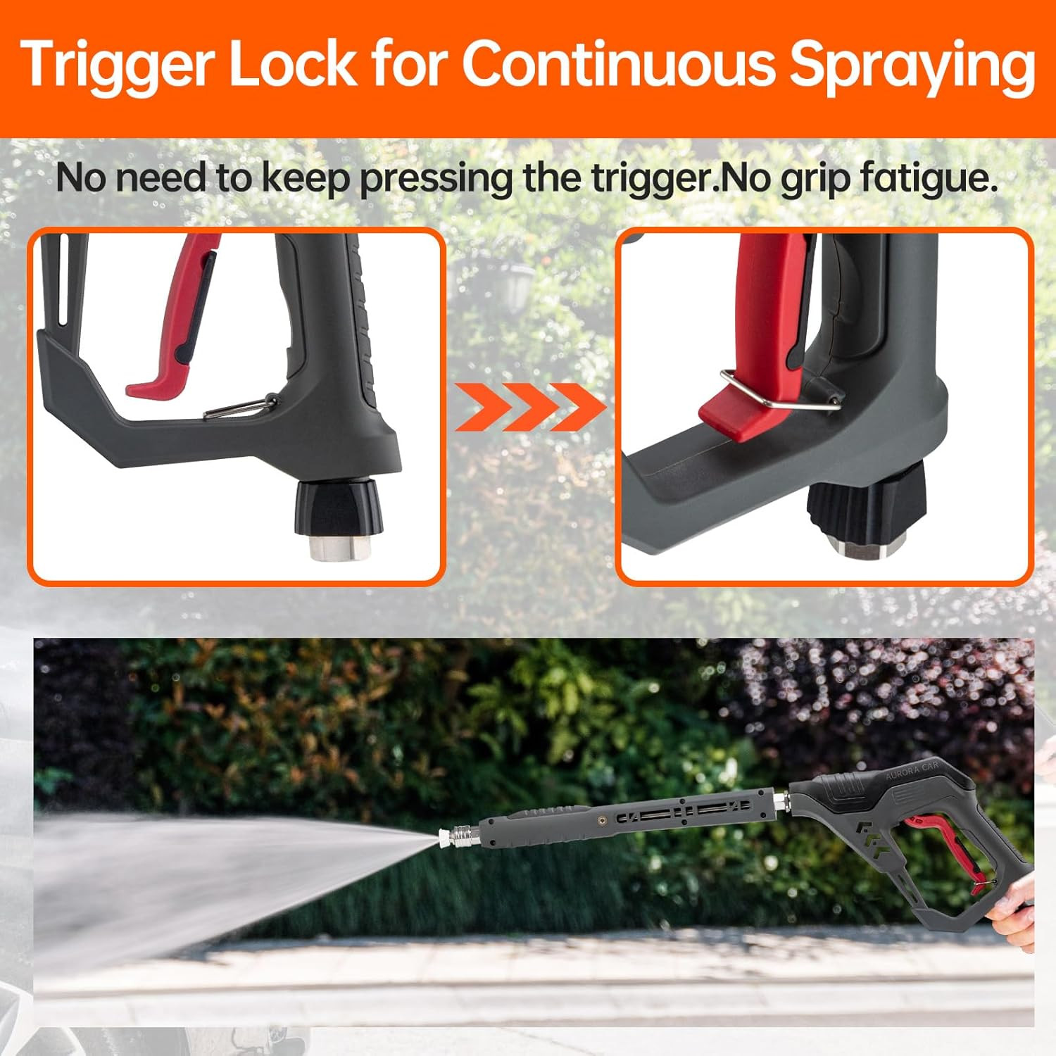 Pressure Washer Gun with Swivel, with Replacement Wand Extension, with M22 14Mm