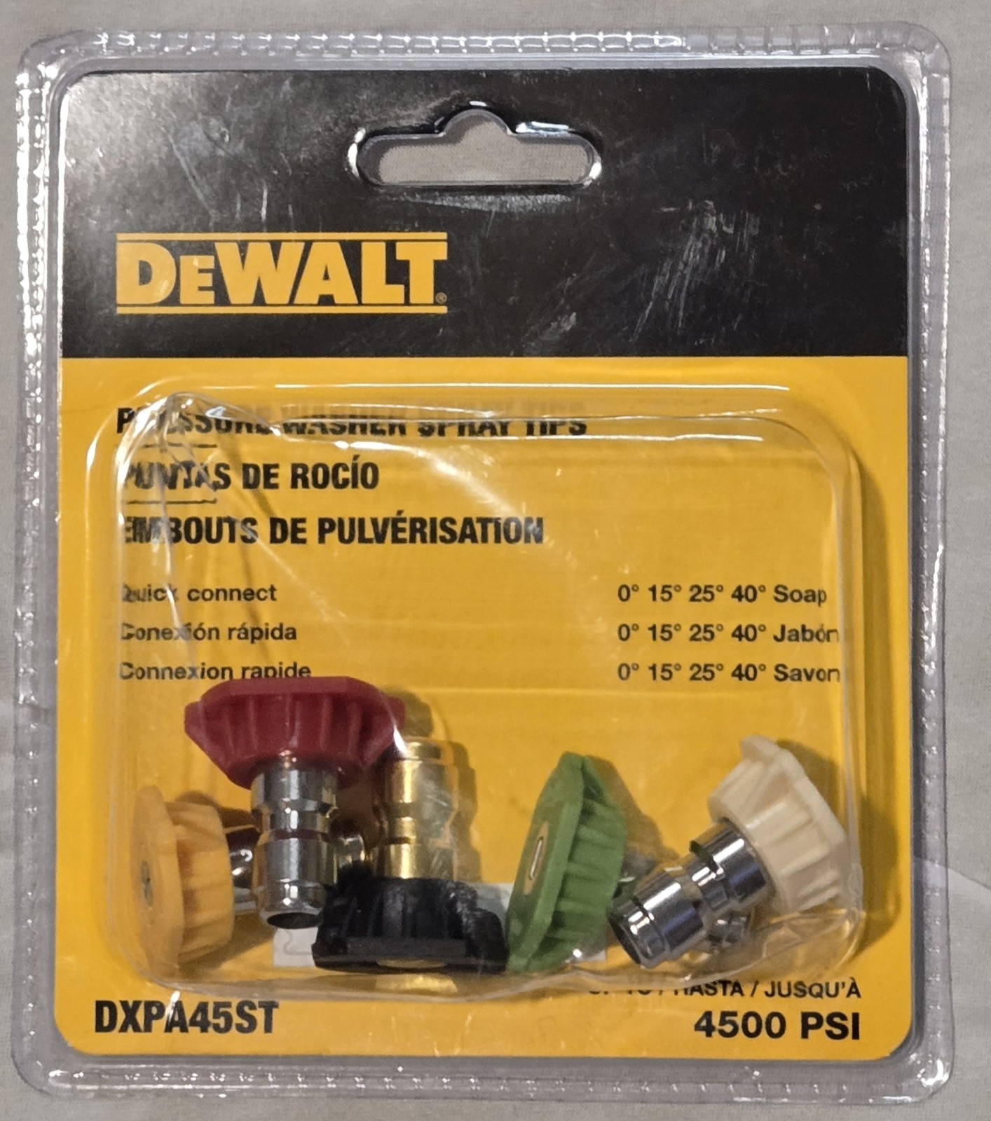 DeWALT DXPA45ST 4500 PSI Quick Connect Pressure Washer Spray Tips