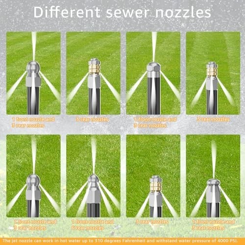 Jetter Nozzle Kit Pack of 10 Rotating Drain Cleaning Tips Stainless Steel