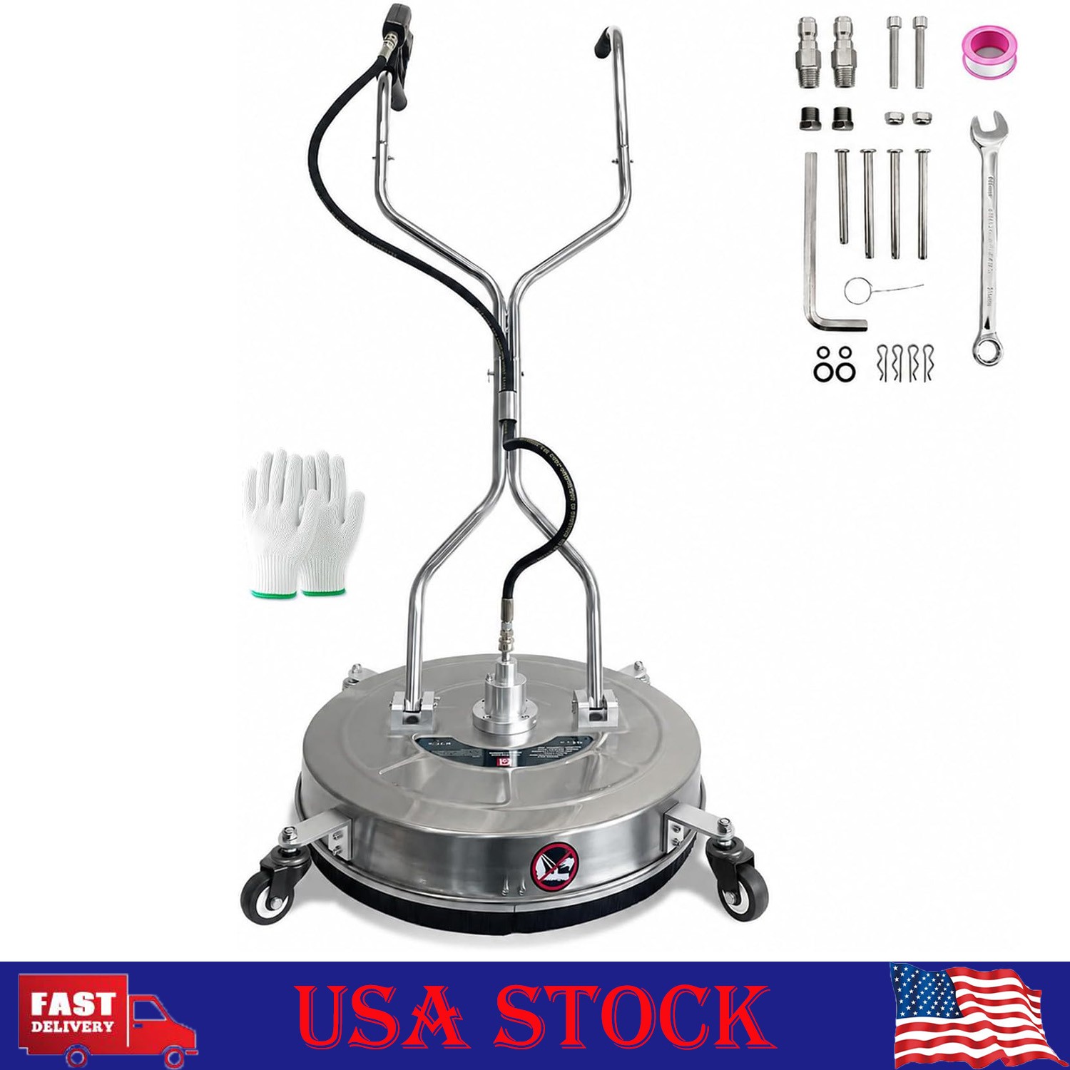 30 in Pressure Washer Surface Cleaner with 4 Wheels, 5200PSI Surface Cleaner