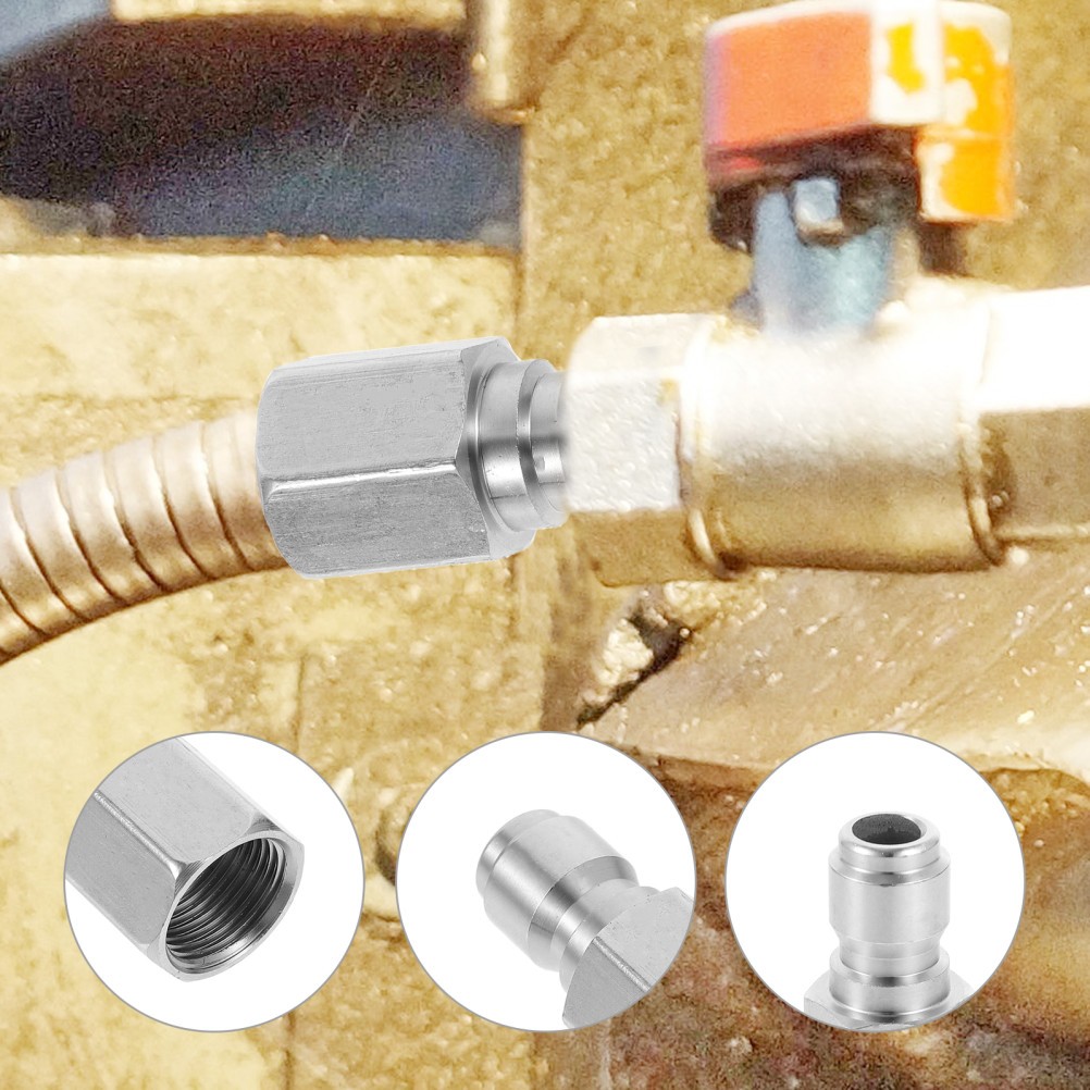 Stainless Steel Connector Set Pressure Washer Hose Quick Adapters Water