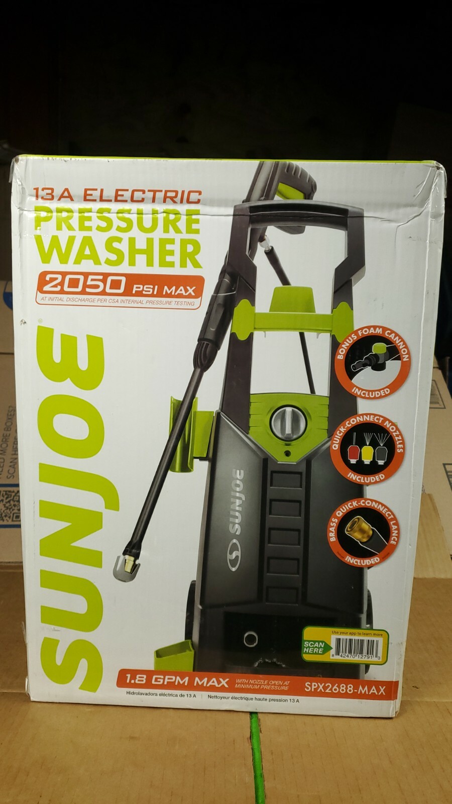 NEW Electric Pressure Washer Sun Joe SPX2688-MAX 13-Amp 2050 PSI MAX 1.8 GPM