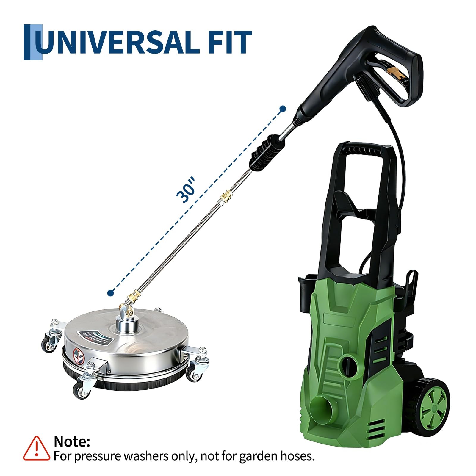 4-Wheel 14″ Pressure Washer Surface Cleaner for Patio Driveway & Sidewalk