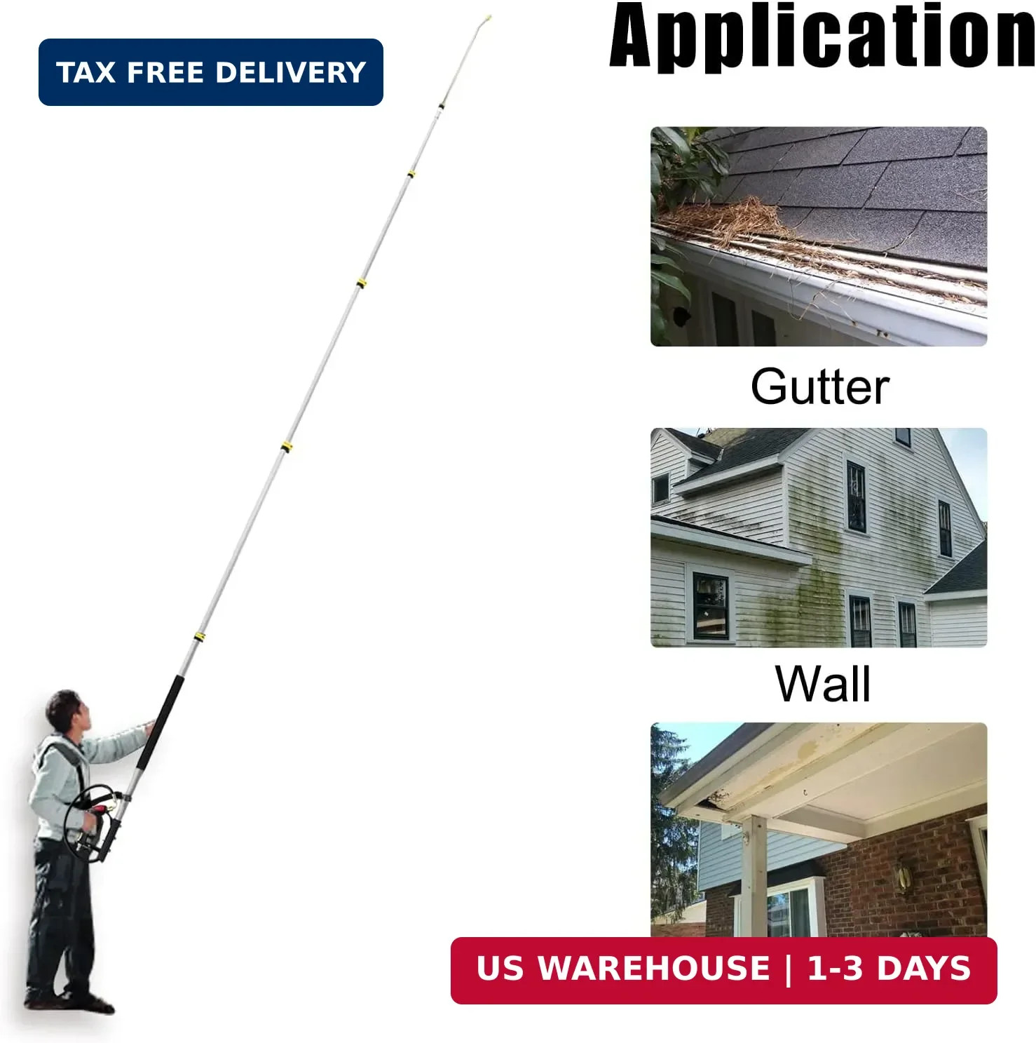 janz Aluminum 24 FT Telescoping Pressure Washer Wand with Pressure Washer Extens