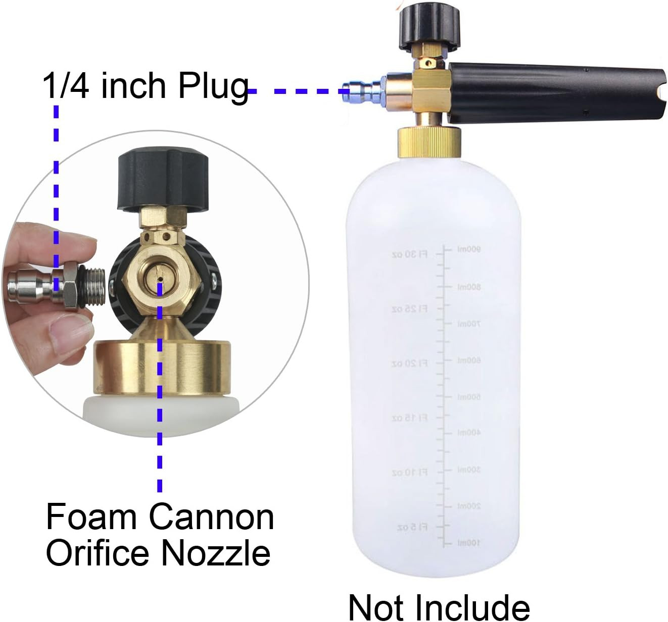 1.1 Mm Foam Cannon Orifice Nozzle, Universal Thread Tips for Snow Foam Lance, 2