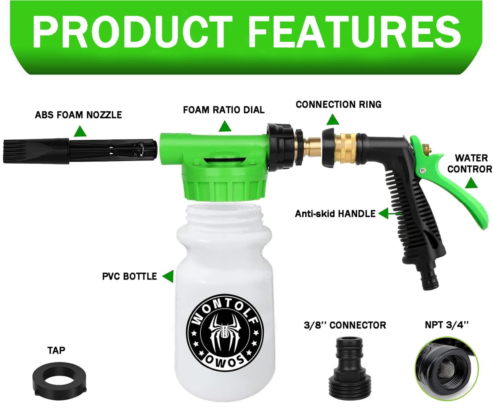 Car Wash Foam Gun Foam Cannon Sprayer Kit with Car Wash Soap, Microfiber Car …