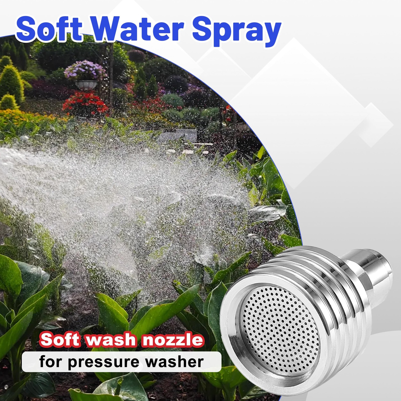 2 PCS Pressure Washer Nozzle Tips Soft Wash Shower 1/4 Inch Quick Stainless