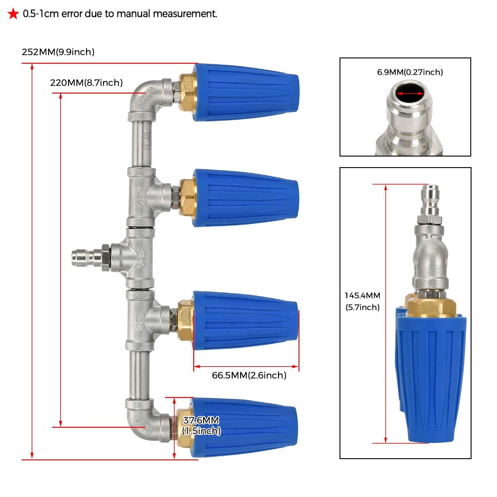 4-in-1 Turbo Nozzle Pressure Washer 4000 PSI 360° Rotating 1/4” Quick Connector