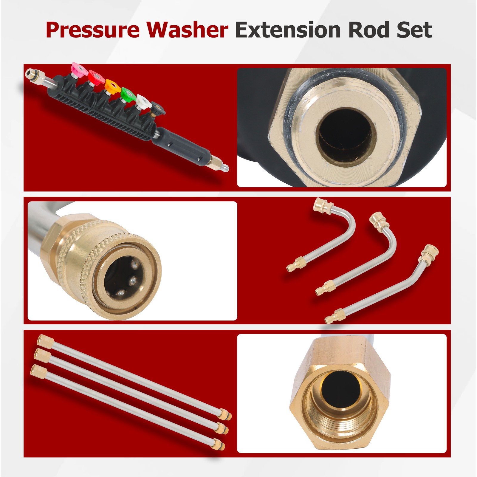 9-Piece Set Of High Pressure Water Gun Extension Rod 1/4’’Quick Connect 4000 PSI