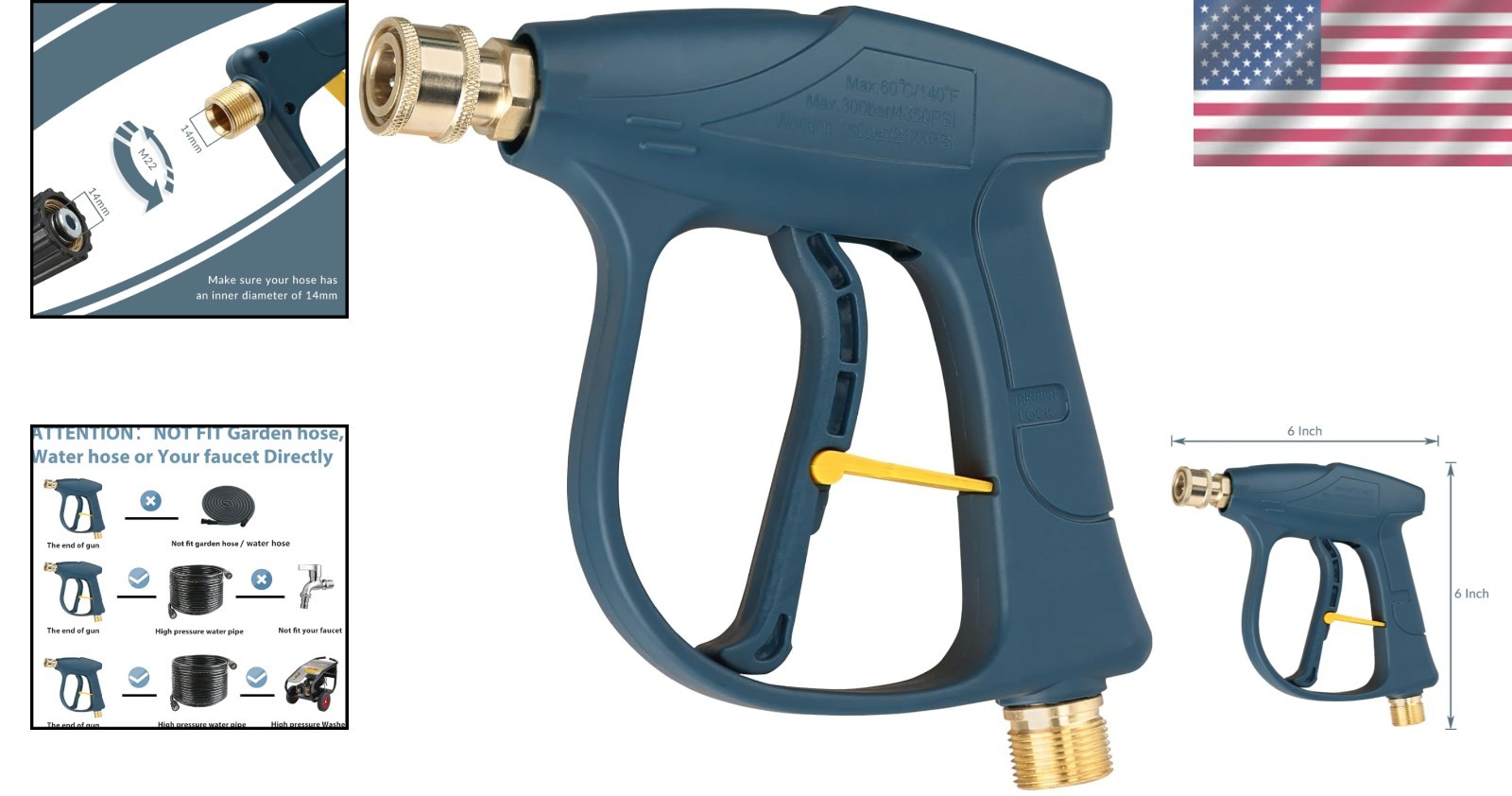 Durable High Pressure Spray Gun 3000 PSI with Locking Handle & Quick Connector
