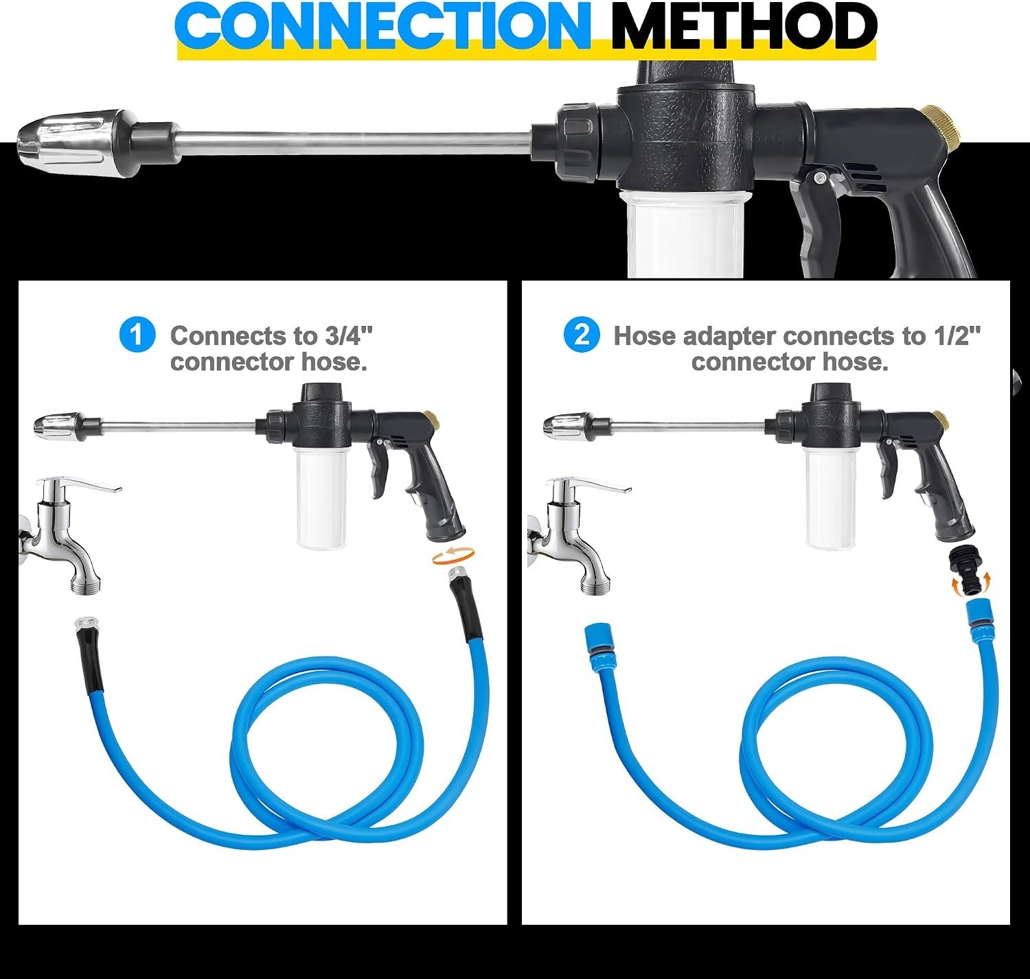 High Pressure Foam Gun for Garden Hose, Car Wash Soap Sprayer with 3.5Oz/100Cc P
