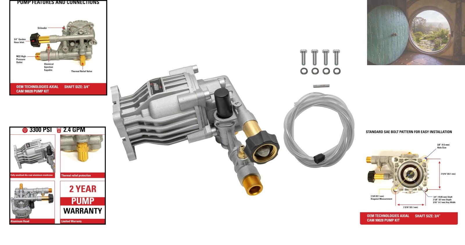 Durable OEM 90028 Pump Kit – 3300 PSI, Maintenance-Free for Gas Pressure Washers