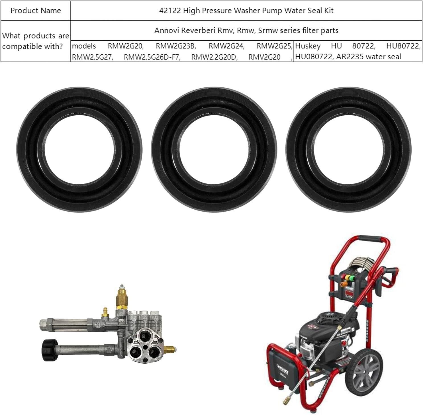 42122 High Pressure Washer Pump Water Seal Kit for Annovi Reverberi Rmv,Rmw,Srmw