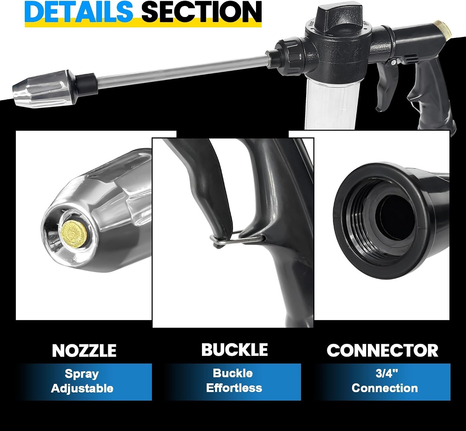 High Pressure Foam Gun for Garden Hose, Car Wash Soap Sprayer with 3.5Oz/100Cc P
