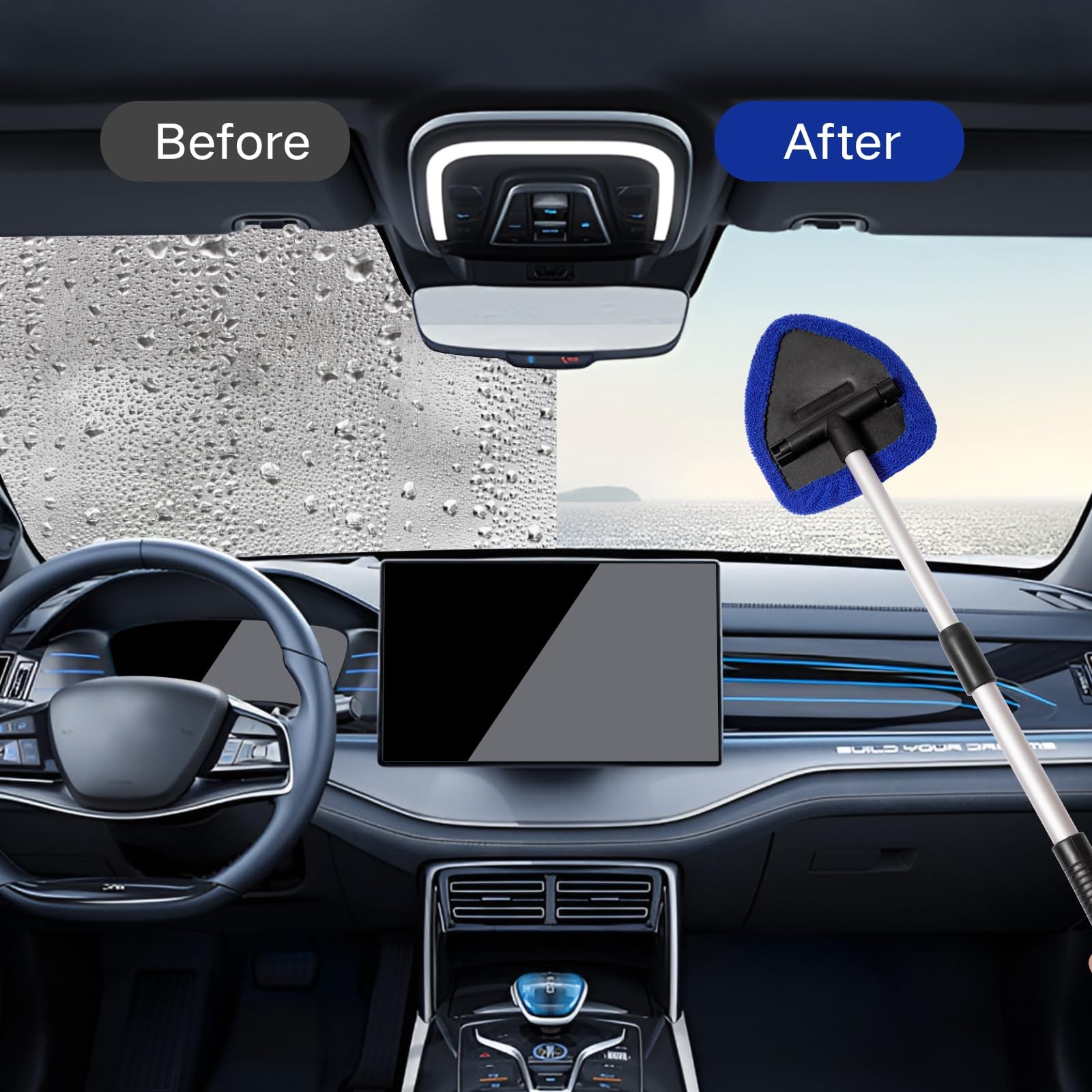 Qydipclin 7pcs Windshield Cleaner Tool Car Window Cleaning Wash Kit with Blue