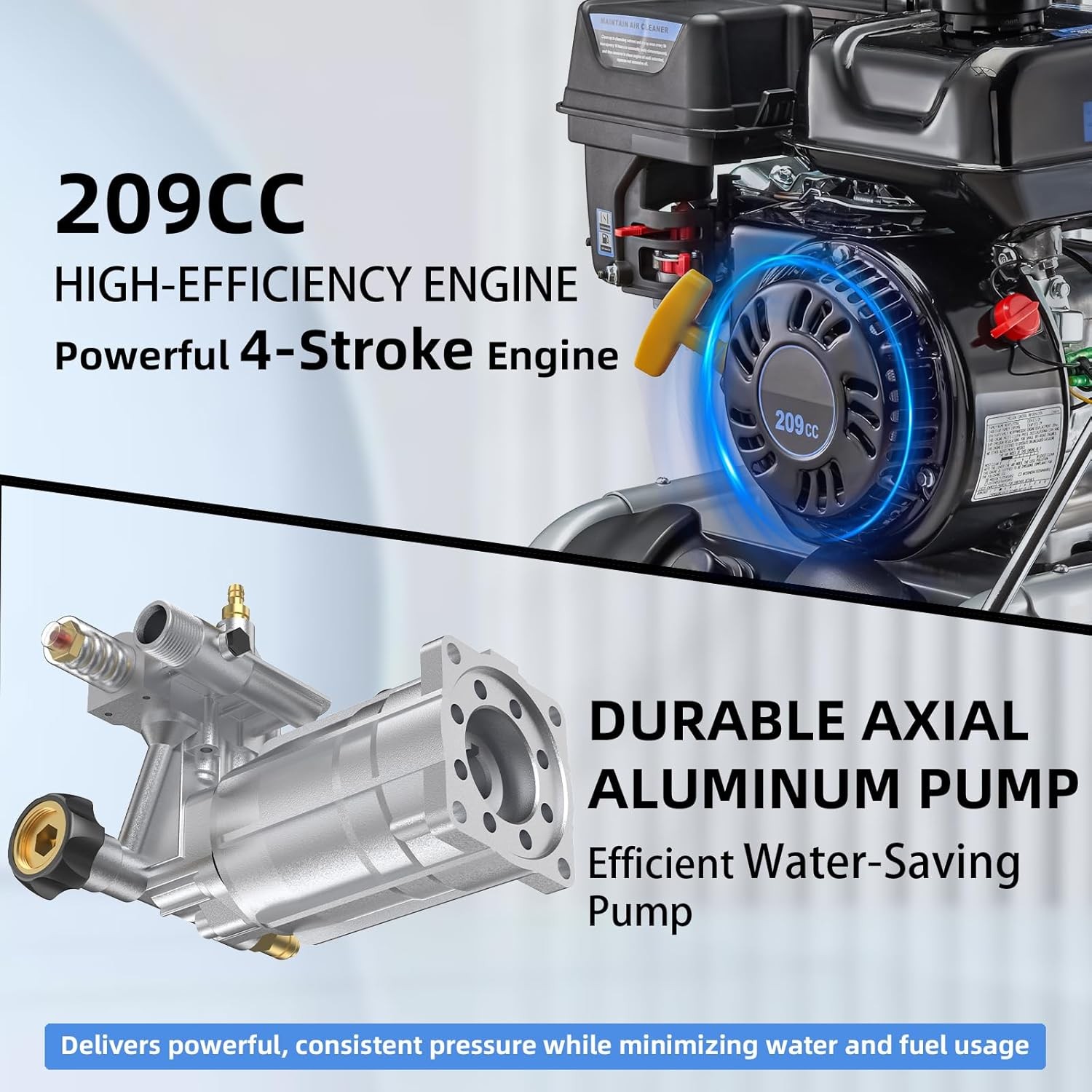 Gas High Pressure Washer 3500 PSI Cold Water Pressure Washer 2.3 209cc 4 Nozzles