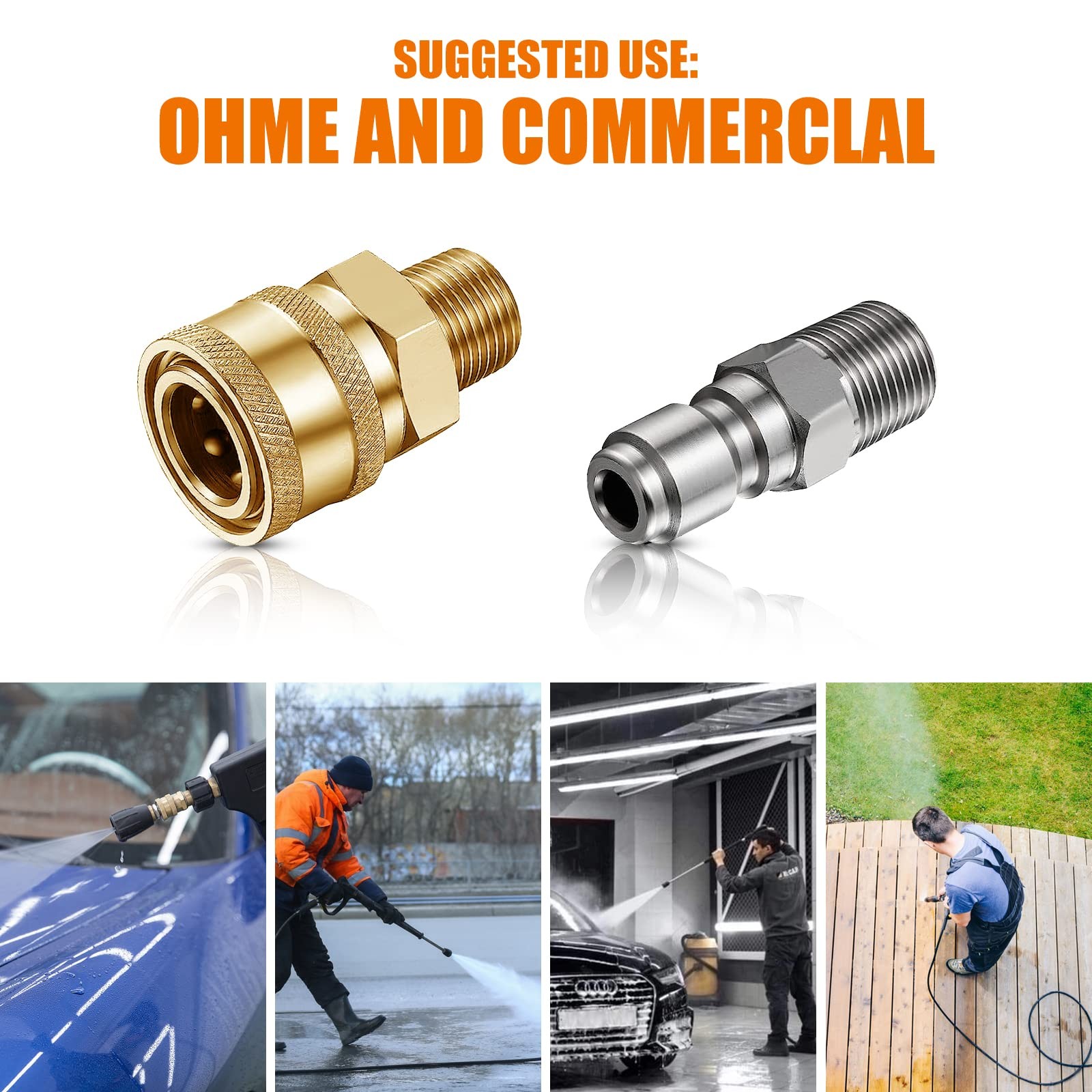4 Pairs NPT 3/8 Inch Male Female Quick Connector Pressure Washer Adapters