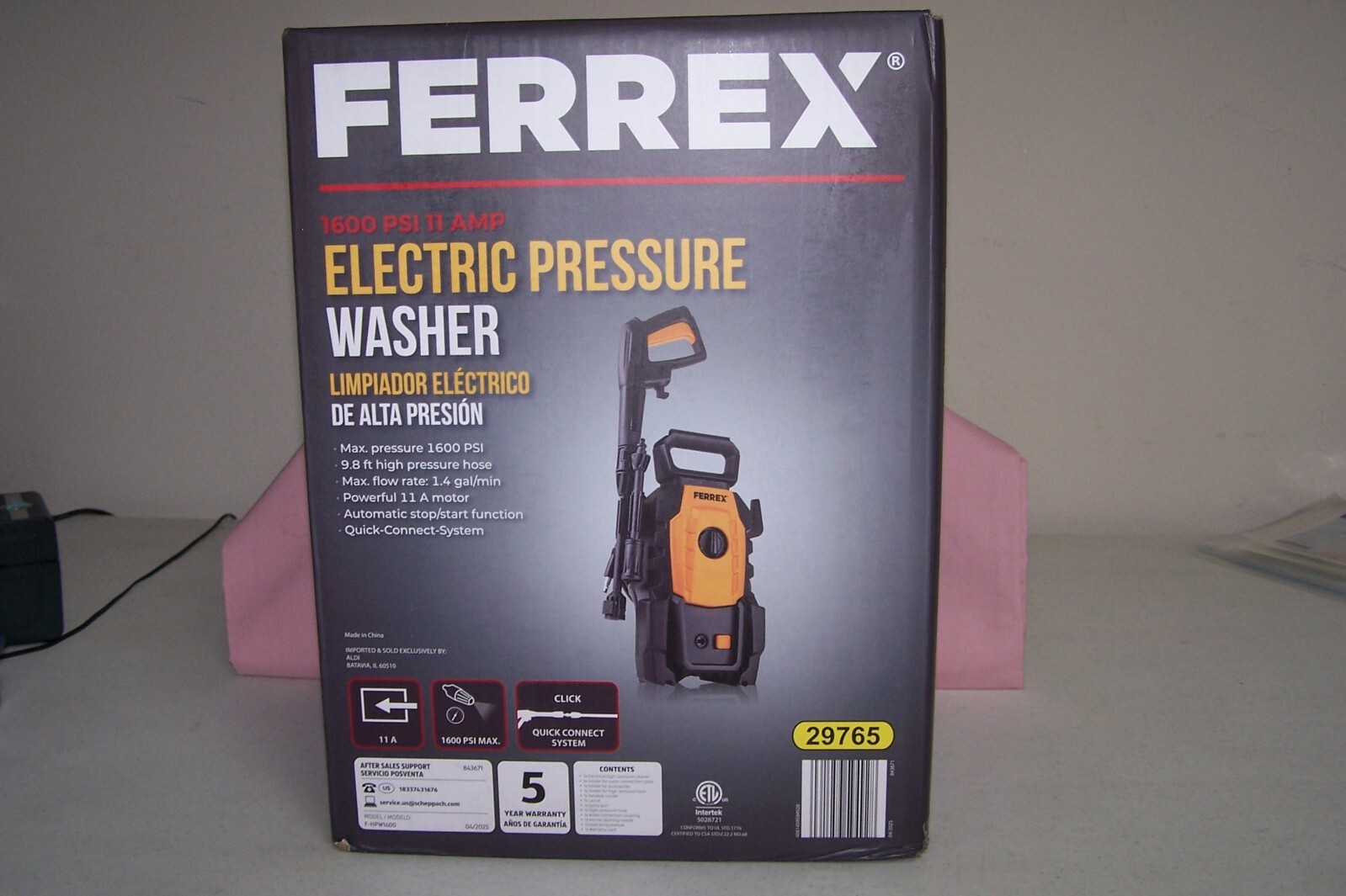 Ferrex 1600 PSI and 11 A Electric Pressure Washer NEW in Box Quick Connect Sys