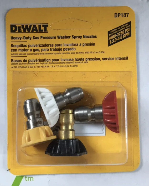 DEWALT DP187 SET OF 4 PRESSURE WASHER NOZZLES TIPS NEW! READ!